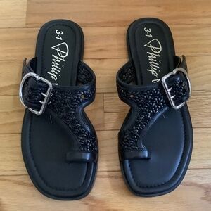 3.1 Phillip Lim Macramé Toe Loop Sandal Black SZ EU 40